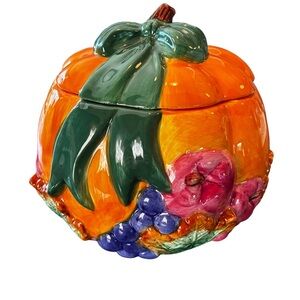Vintage Cracker Barrel Pumpkin Soup Tureen Fall Decor KC6785